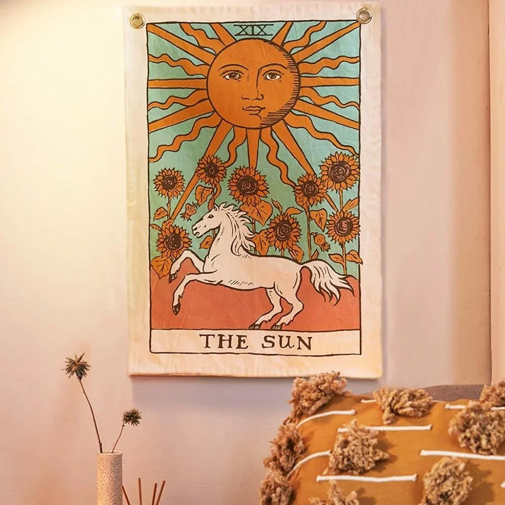 SET of 3 Twin Size Sun Moon Star Celestial Tarot Boho Decor Dorm Wall Tapestry
